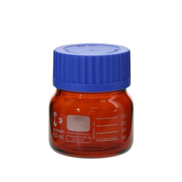 日本SIBATA柴田科學耐熱螺口瓶廣口棕色帶藍色瓶蓋 017250-120000