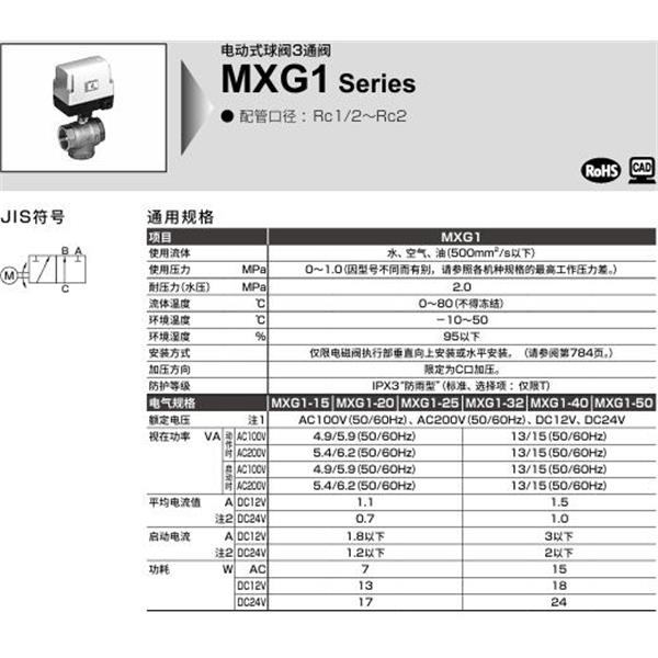 CKD喜開理電動式球閥2?3通閥MXG1-25-0-1