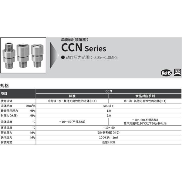 CKD喜開理單向閥（噴嘴型）CCN-10H-6-FP2