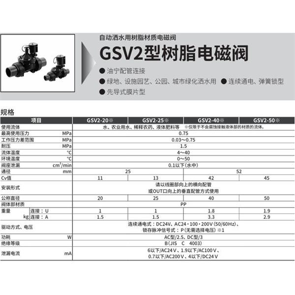 CKD喜開理自動灑水用樹脂制電磁閥GSV2-25-P-DC24V