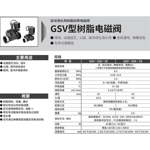 CKD喜開(kāi)理自動(dòng)灑水用樹(shù)脂制電磁閥GSV-50A-25P-DC24V