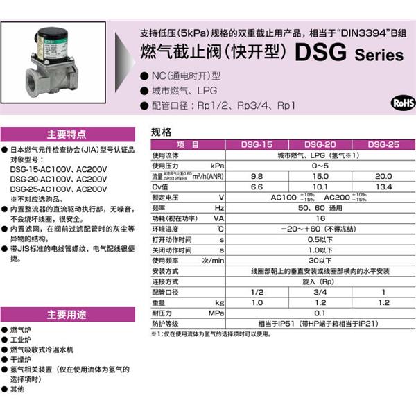 CKD喜開理氣體遮蔽閥（快開型）DSG-20-W-AC200V